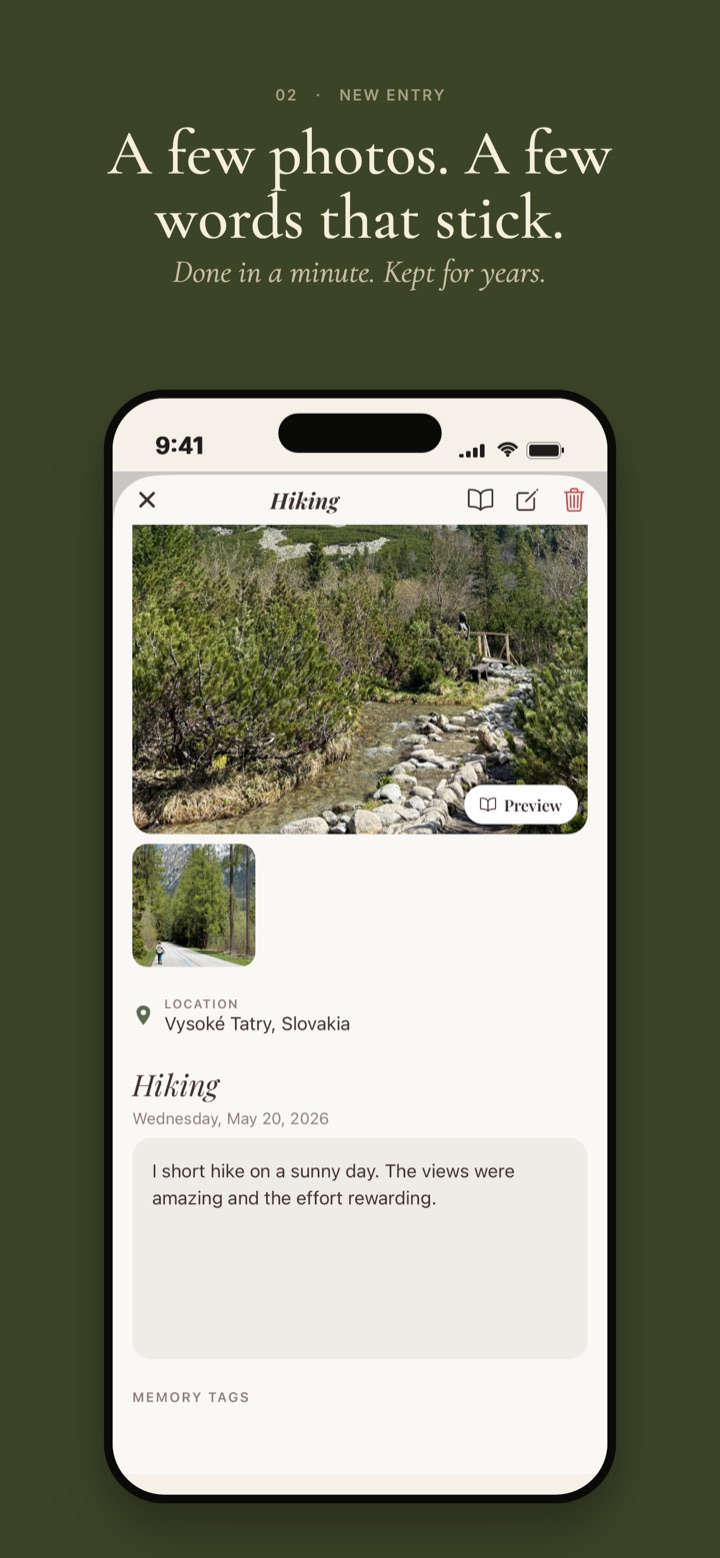 Creating a Leaves memory — a few photos, a location, and a short note that sticks